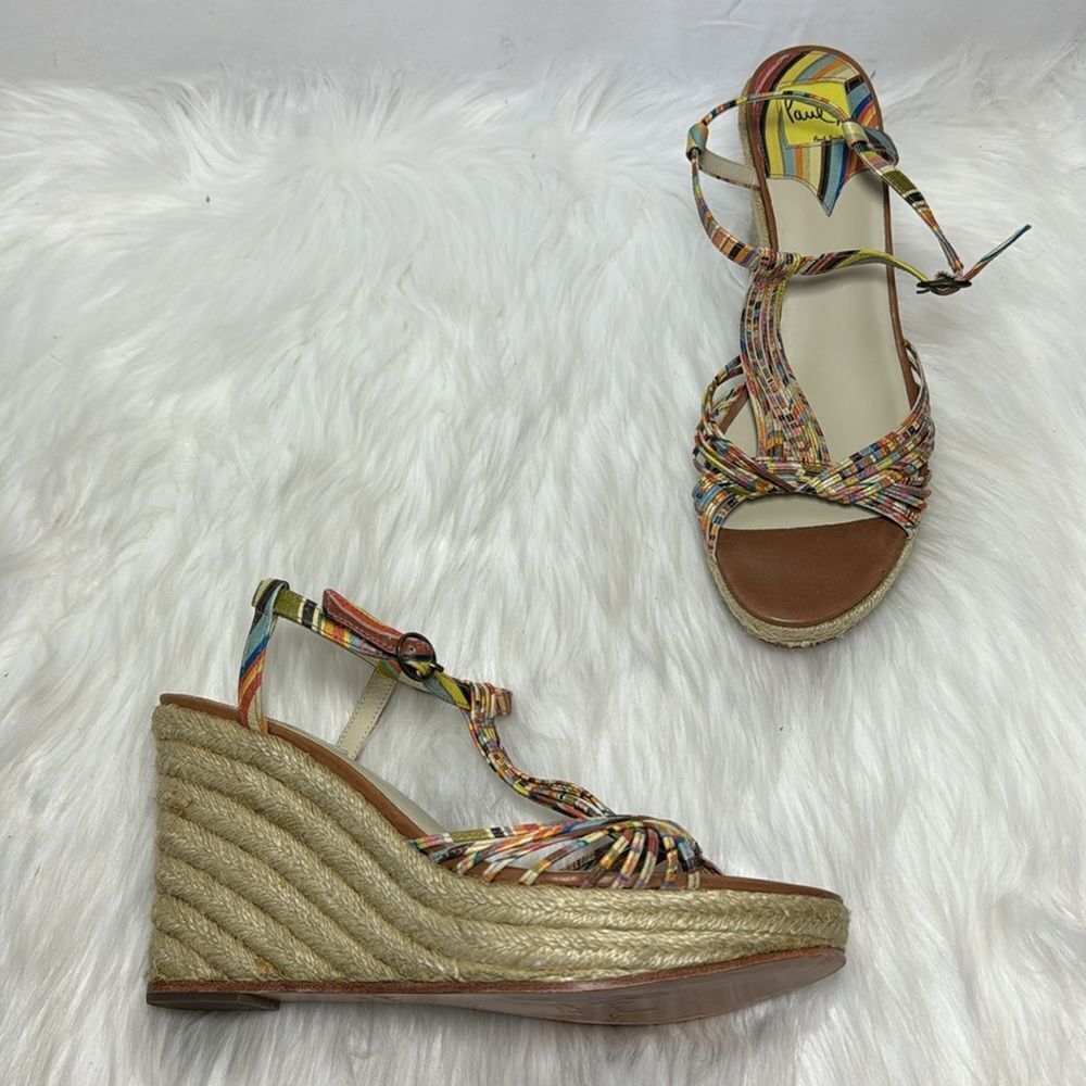 Paul X by Paul Smith Colorful Strappy Leather Espadrilles Sz 38‎